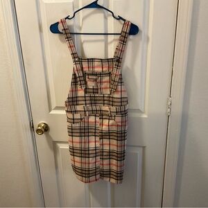Like an Angel Plaid Overall Dress